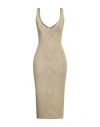 Valentino Garavani Woman Midi Dress Gold Size S Viscose, Metallic Fiber In Neutral