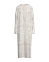 Valentino Garavani Woman Midi Dress Light Grey Size 8 Silk, Cotton In Grey
