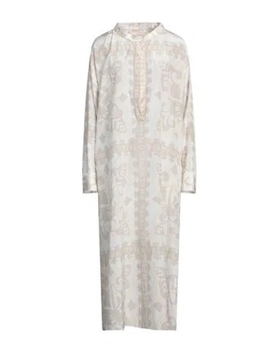 Valentino Garavani Woman Midi Dress Light Grey Size 8 Silk, Cotton
