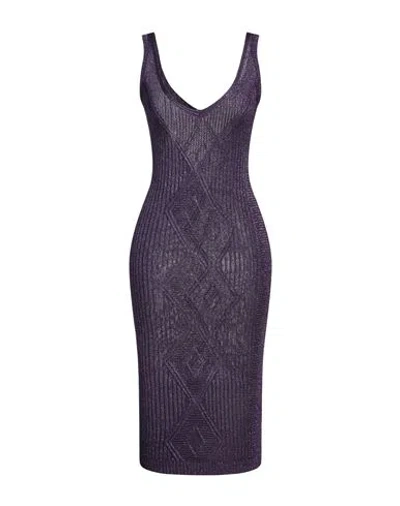 Valentino Garavani Woman Midi Dress Purple Size S Viscose, Metallic Fiber