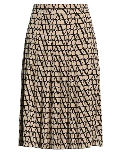 Valentino Garavani Woman Midi Skirt Beige Size 10 Silk In Brown