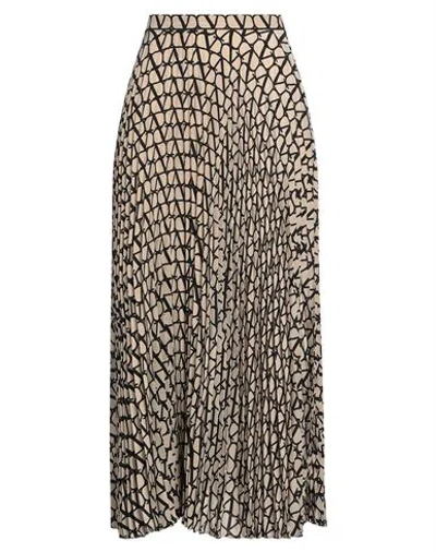 Valentino Garavani Woman Midi Skirt Beige Size 6 Silk
