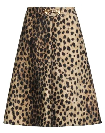 Valentino Garavani Woman Midi Skirt Beige Size 6 Wool, Silk In Animal Print