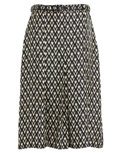 Valentino Garavani Woman Midi Skirt Black Size 8 Silk, Cow Leather