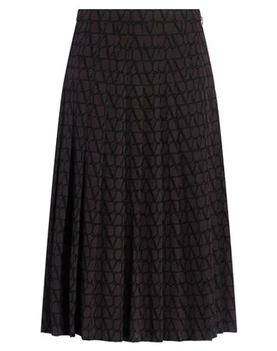 Valentino Garavani Woman Midi Skirt Dark Brown Size 4 Silk