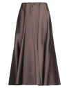 Valentino Garavani Woman Midi Skirt Dark Brown Size 8 Polyester, Silk In Brown