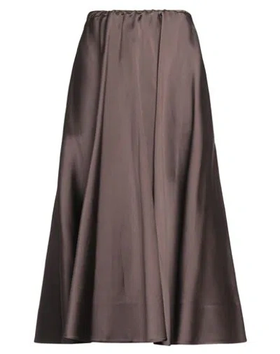 Valentino Garavani Woman Midi Skirt Dark Brown Size 8 Polyester, Silk