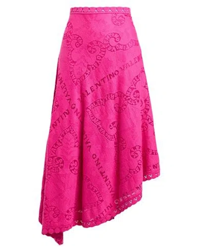 Valentino Garavani Woman Midi Skirt Fuchsia Size 8 Cotton, Polyamide In Pink