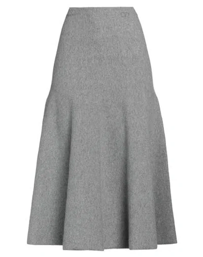 Valentino Garavani Woman Midi Skirt Grey Size L Wool, Viscose, Polyester, Polyamide, Elastane