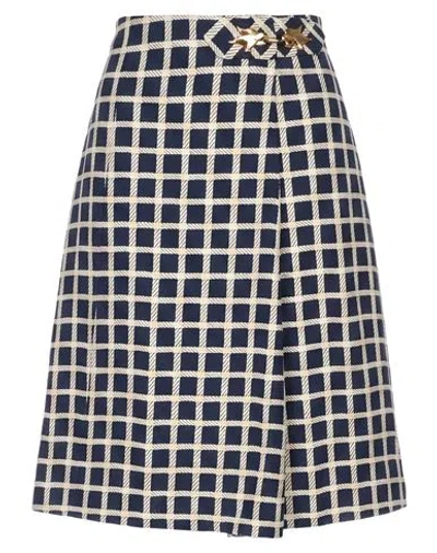Valentino Garavani Woman Midi Skirt Navy Size 8 Wool, Cotton, Polyamide In Blue