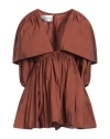 VALENTINO VALENTINO GARAVANI WOMAN MINI DRESS BROWN SIZE 10 COTTON, POLYESTER, POLYAMIDE