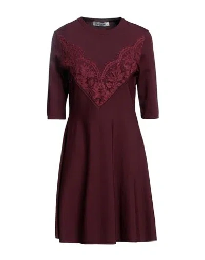 Valentino Garavani Woman Mini Dress Burgundy Size M Viscose, Polyester, Cotton In Red