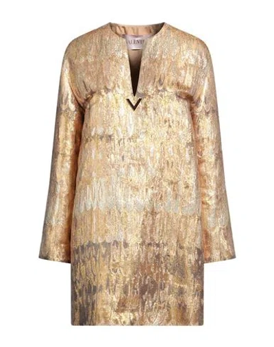 Valentino Garavani Woman Mini Dress Gold Size 14 Polyester, Metallic Fiber, Silk