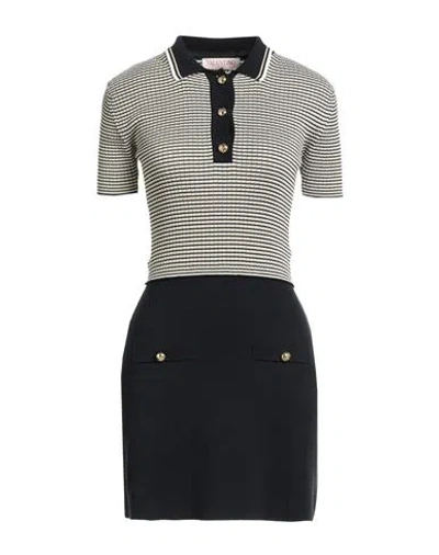 VALENTINO VALENTINO GARAVANI WOMAN MINI DRESS MIDNIGHT BLUE SIZE M COTTON, VISCOSE, METALLIC FIBER