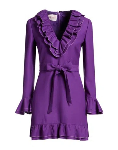 Valentino Garavani Woman Mini Dress Purple Size 4 Virgin Wool, Silk