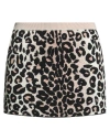 Valentino Garavani Woman Mini Skirt Beige Size M Polyester, Wool In Animal Print