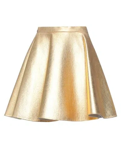 Valentino Garavani Woman Mini Skirt Gold Size 4 Virgin Wool, Cashmere, Polyurethane