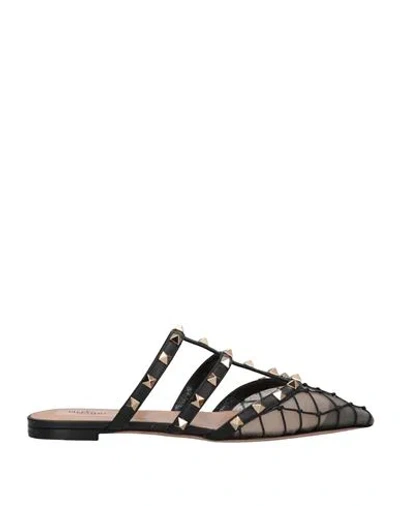 Valentino Garavani Woman Mules & Clogs Black Size 7 Soft Leather, Pvc - Polyvinyl Chloride In Multi