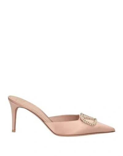 Valentino Garavani Woman Mules & Clogs Blush Size 8 Textile Fibers In Pink
