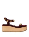 Valentino Garavani Woman Mules & Clogs Burgundy Size 8 Textile Fibers In Red