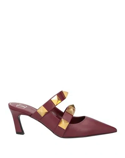Valentino Garavani Woman Mules & Clogs Burgundy Size 7.5 Leather In Red