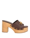 Valentino Garavani Woman Mules & Clogs Dark Brown Size 8 Leather In Brown