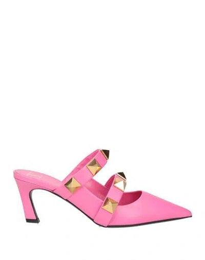 Valentino Garavani Woman Mules & Clogs Fuchsia Size 6 Leather In Pink