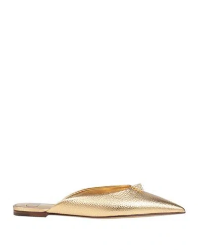 Valentino Garavani Woman Mules & Clogs Gold Size 7.5 Leather