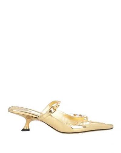 Valentino Garavani Woman Mules & Clogs Gold Size 8 Leather