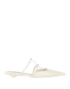 Valentino Wispy Rockstud Leather Flat Mules In Off White