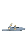 Valentino Garavani Woman Mules & Clogs Pastel Blue Size 9 Leather