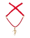 Valentino Garavani Woman Necklace Red Size - Textile Fibers, Metal In Red