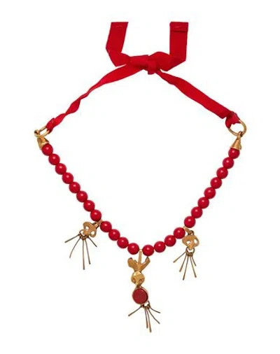 Valentino Garavani Woman Necklace Red Size - Textile Fibers, Upcycled Materials