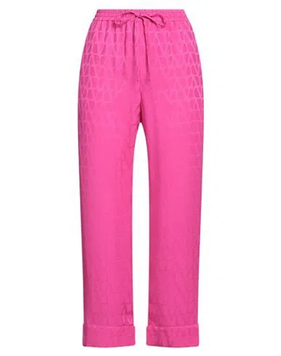 Valentino Garavani Woman Pants Fuchsia Size 2 Silk In Pink