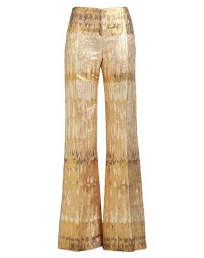 Valentino Garavani Woman Pants Gold Size 4 Polyester, Metallic Fiber, Silk