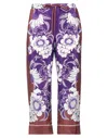 Valentino Cropped Floral-print Silk-crepe Pants In Purple