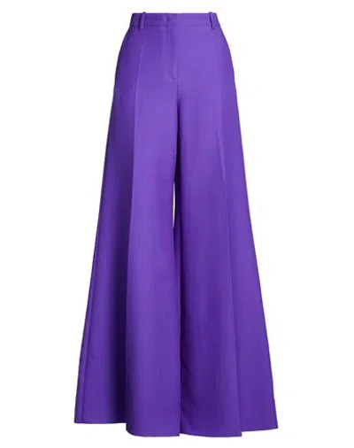 Valentino Garavani Woman Pants Purple Size 6 Virgin Wool, Silk In Blue