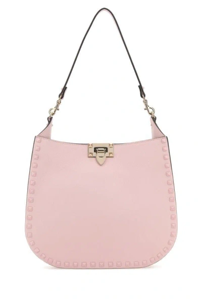 Valentino Garavani Woman Pink Leather Hobo Rockstud Handbag