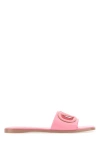Valentino Garavani Leather Vlogo Slippers With Flat Sole In Pink