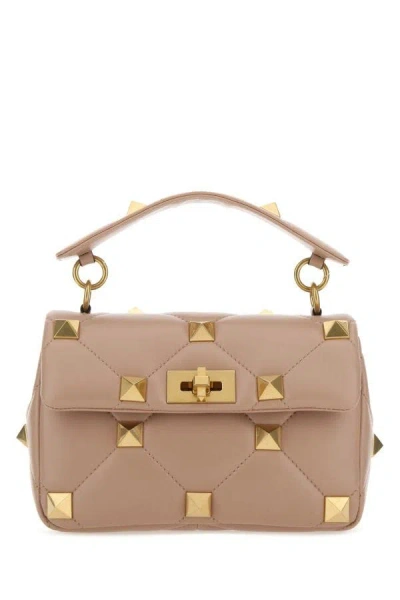 Valentino Garavani Woman Powder Pink Nappa Leather Medium Roman Stud Handbag