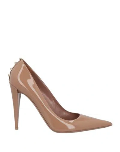 Valentino Garavani Woman Pumps Antique Rose Size 12 Leather In Brown