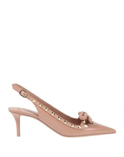 Valentino Garavani Woman Pumps Antique Rose Size 8 Leather In Pink