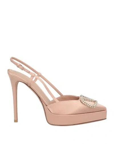 Valentino Garavani Woman Pumps Antique Rose Size 8 Textile Fibers In Pink