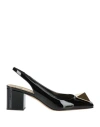 Valentino One Stud Patent Leather Slingback Pumps In Black