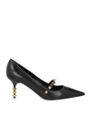 Valentino Garavani Woman Pumps Midnight Blue Size 8 Leather In Black