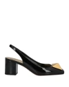 Valentino One Stud Patent Leather Slingback Pumps In Black