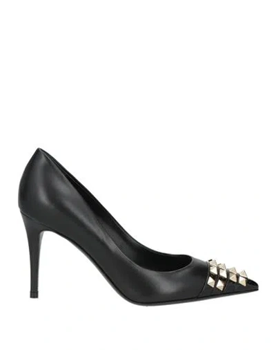 Valentino Garavani Woman Pumps Black Size 6.5 Leather