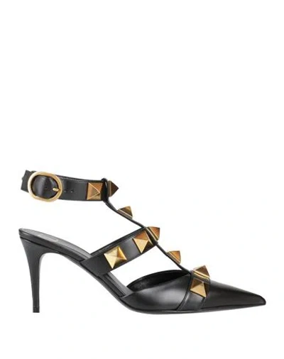 Valentino Garavani Woman Pumps Black Size 6.5 Leather