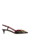 Valentino Pointed Toe Slimback Pump With Vintage-effect Brass Detail In Black