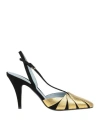 Valentino High Slingback Foliefoliage Black And Gold In Black